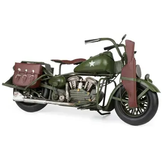 Moritz Dekoobjekt Blech-Deko Motorrad Militär grün, Modell Nostalgie Antik-Stil Retro Blechmodell Miniatur Nachbildung