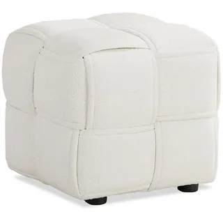 Homestyle4u Sitzhocker Pouf Beige Bouclé 46 x 41 x 46 cm