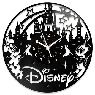 QIANGGE Disney Wanduhr Mickey Mouse Uhr, Vinyl-Schallplattenuhr, 30,5 cm große Disney-Uhren, niedliche Wandkunst, Raumdekoration, handgefertigte Uhr, kreative Geschenke für Kinder oder Mickey- und