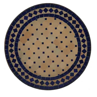 Casa Moro Beistelltisch Mediterraner Mosaik-Beistelltisch terrakotta mit Gestell H 50 cm (45 cm rund blau, Kunsthandwerk aus Marrakesch, Marokkanischer Bistrotisch Balkontisch), Handmade, MT2994 blau