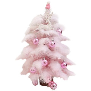 45cm Künstlicher Weihnachtsbaum mit Beleuchtung, Mini Weihnachtsbaum mit Feder Baum Weihnachtsschmuck Tisch Weihnachtsbaum Klein Beleuchtet Adventskranz Deko für Weihnachten Festival Party Geschenk