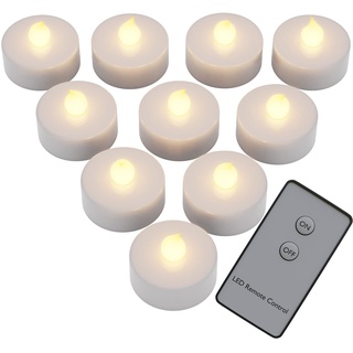Monzana 10 LED Teelichter mit Fernbedienung Flackernde Batteriebetriebene Kerzen inkl. Batterie Warmweiß 3,7cm Elektrisch