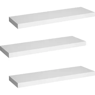 WOLTU Wandregal,Schweberegal Weiß,30x22.9x3.8cm,MDF 3er | Wandregal Schwarz 3er,Regalbrett freischwebend Schweberegal,Wandregal Wandboard für Büro,Wohnzimmer, Schlafzimmer,Küche