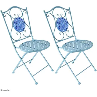 Hti-Living Gartenstuhl 2er-Set Gartenstuhl 39 x 53 x 92,5 cm blau 2 St.