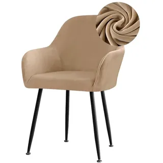 Highdi Stuhlhussen mit Armlehne, Stretch Samt Stuhlbezug Hochlehner Esszimmerstühle Bezug Sesselbezug Hussen für Stühle Waschbar Universal für Esszimmer Hotel Bankett Deko (Kamel,1 Stück)