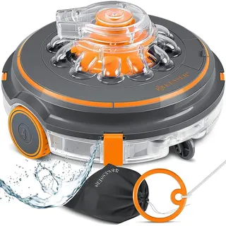 KESSER® Poolroboter Poolreiniger Akku Aqua-9000 inkl. Transporttasche Pool Roboter für bis 80m2 Pools, Li-Ion Akku max. 75 min, Kabellos Poolsauger Bodenreinigung Vollautomatisch Bodensauger Orange