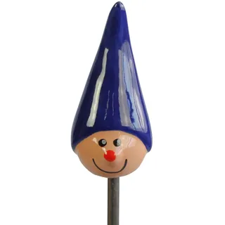 Manufaktur Lichtbogen Gartenstecker Wichtel aus Keramik blau lustige Gartendeko frostfest Gartendekoration
