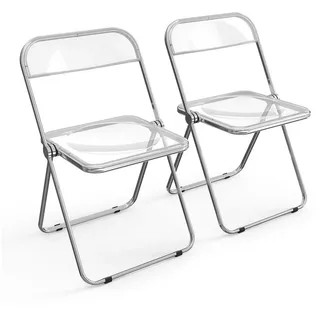 VINGLI Klappstuhl 2er/4er/6er/8er/10/12er Set, Klappstühle aus Metall & Kunststoff (2 St), für Innen- & Außenbereich, bis 159KG, Schwarz/Weiß/Transparent weiß