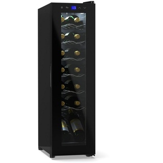 Klarstein Weinkühlschrank Shiraz 14 Slim Uno, für 14 Standardflaschen á 0,75l,Wein Flaschenkühlschrank Weintemperierschrank Weinschrank Kühlschrank schwarz