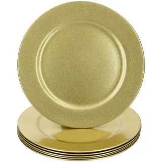 MamboCat 6-TLG. Set Platzteller Gold I Weihnachts-Teller I Tisch-Set, Untersetzer, Platte, Unterlage I Deko-Accessoire I Silvester, Partys & Co