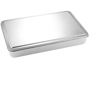 Edelstahl Tiramisu Form rechteckig mit Deckel, staubdichte Backform für Kuchen und Lasagne, spülmaschinenfest, tiefes Design zur Kühlschrankaufbewahrung, Silber(44)