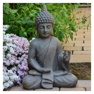 INtrenDU Gartenfigur »Garten Buddha Antikfigur in Steinoptik 54cm Skulpt« grau