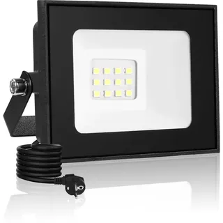 Lightasea 10W LED Strahler Außen,Sicherheits-LED-Spot,mit Stecker & 3M Kabel,IP66 Wasserfest,3000K Warmweiß,1000LM,Flutlicht Außenleuchte,für Lager, Garten, Garage, Hof, Parkplatz
