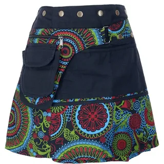 Guru-Shop Minirock Wickelrock, kurzer Rock, Cacheur, Boho.. alternative Bekleidung grün|schwarz