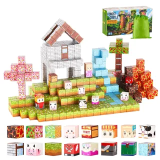Vevor Magnetische Bausteine, 150-teiliges Waldburg-Set, Magnetblöcke, STEM Montessori-Sensorikspielzeug als Weihnachts- & Geburtstagsgeschenk, Konstruktions-Stapelspielzeug, ab 3 Jahren