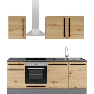 BASIC by Balculina Küchenzeile Jazz 220 cm anthrazit/artisan eiche/metallic braun