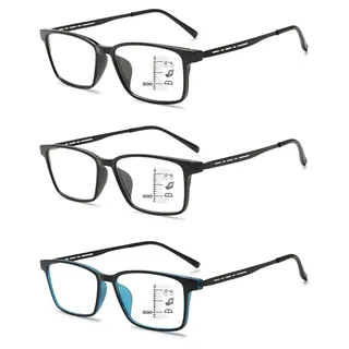 VEVESMUNDO Gleitsichtlesebrille Multifocus Progressive Lesebrille Metall Blaulichtfilter Gleitsichtbrille für Herren Damen