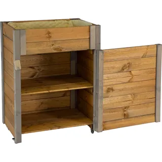 Dobar Rollbares Hochbeet 60 x 40 x 80 cm Grau-Braun