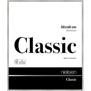 nielsen Aluminium Bilderrahmen Classic, 50 x 60 cm, Silber | Aluminium Posterrahmen im Hoch- & Querformat zum Aufhängen Silber matt Echtglas