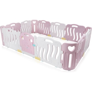 Baby Vivo Laufgitter aus Kunststoff 14 Elemente in Pink / Weiß - Bailey