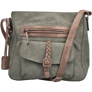 Umhängetasche RIEKER "Montenegro/Guana/Eagle", Damen, Gr. B/H/T: 30cm x 29cm x 12cm, grün (khaki, braun), Lederimitat, unifarben mit Farbeinsatz, Taschen Umhängetasche, Damen Schultertasche, Handtasche mit Zierschnalle und Flechtband