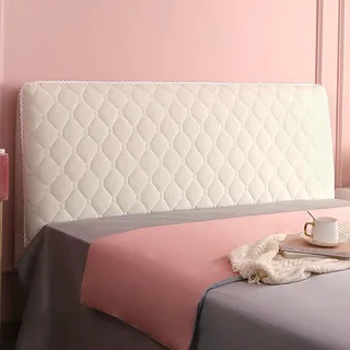 SHUOJIA Elastische Bettkopfteil, Bezug Kopfteilabdeckung Bezug Für Bettkopfteil Kopfteil Hussen,All-Inclusive Kopfteilbezug 360 ° Allround-Umgeben Für Die Schlafzimmerdekoration (Cream Color,140cm)
