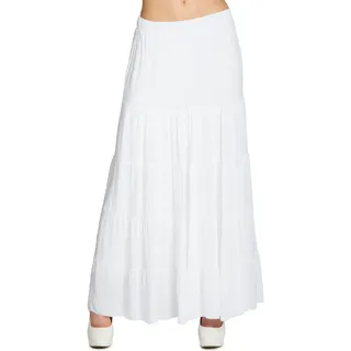 Caspar RO020 Langer eleganter Damen Maxi Sommer Rock Faltenrock, Farbe:Weiss, Mode Größe:XS/S - XS-S