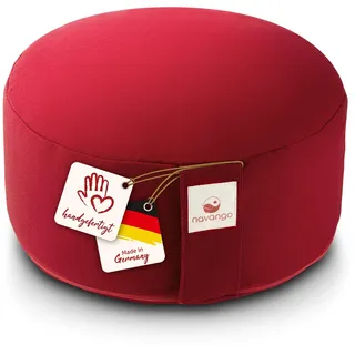 navango Meditationskissen Bordeauxrot - Rundes Yogakissen, 15cm Sitzhöhe