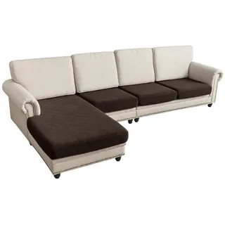 Sunicol Sofabezug L Form, Jacquard Ecksofa Sitzkissenbezug, Stretch Couch Sofahusse, Sofa Überzug, Hochelastischer, Universal Couchbezug Für 1/2/3/4 Sitzer braun