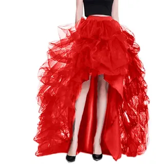 Sawmew Damen Asymmetrisch Langer Tüllrock A Linie Elastischer Hoher Bund Midirock Damen Mesh Großer Saum Langer Rock Elegant Midi Maxi Lange Rock