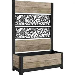 Pflanzkübel Keter Ashwood deko Holzoptik Blattmuster Kunststoff 43,2 x 156,3 cm inkl. Rankgitter