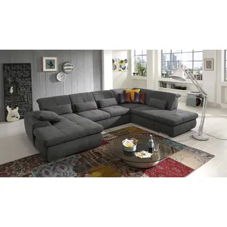 Wohnlandschaft Sabha Ecksofa in Stoff grau inkl. Nosagfederung 184x347x249 cm