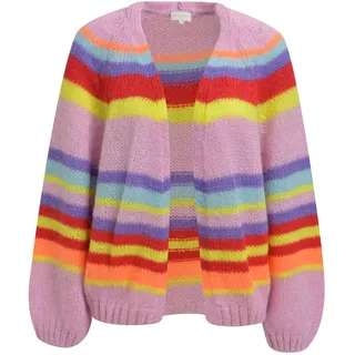 Milano Italy Offener Kurz-Cardigan mit Streifenmuster Pink M