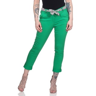 Mississhop Stretch-Hose Female Damen Stretch Klassische Chino Hose mit gemustertem Tuch M. 366 grün M (38)