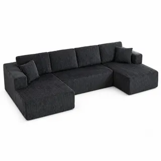 Wishdor Wohnlandschaft, Grau, Textil, 6-Sitzer, Rechteckig, 332x88x156 cm, Wohnzimmer, Sofas & Couches, Wohnlandschaften, Wohnlandschaft U-Form