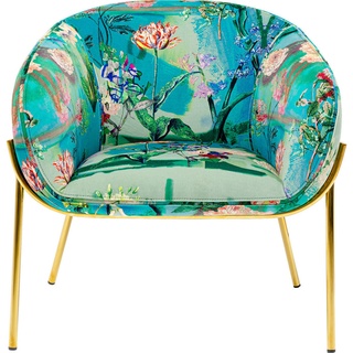 Kare-Design Sessel, Blau, Grün, Lila, Mehrfarbig, Rotbraun, Metall, Textil, Blume, 76x73x68 cm, Wohnzimmer, Sessel, Polstersessel