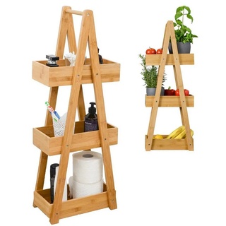 DuneDesign Badregal 100% Bambus Badregal mit 3 Körben 30x18x80cm Bad, WC Holz Regal für Badezimmer braun