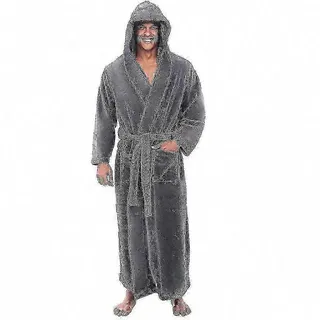 Langer Herren-bademantel Mit Kapuze, Frottee-fleece-daunenjacke Für Spa, Hotel, Zuhause, Bequemer Bademantel, Einheitsgröße
