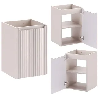 Lomadox Waschbeckenschrank NEWPORT-56-CASHMERE 40 cm breit in kaschmir, gerillte Front, 1 Tür weiß