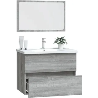 vidaXL Badmöbel-Set Grau 2-tlg. Sonoma Holzwerkstoff