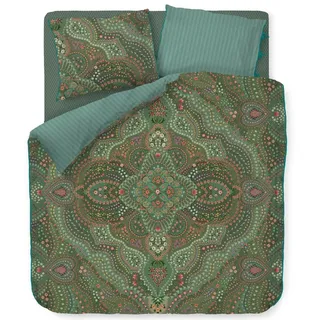 PiP Studio Bettwäsche Alfombra Grün, Perkal, 2 teilig, Blüten, florale Elemente, Gestreift grün
