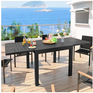 GUNJI Gartentisch Aluminium Ausziehbarer Gartentisch Balkonmöbel für 4 bis 10 Personen (1 Tisch, wetterfest, stabil, robust und langlebig, ideal für Garten & Terrasse), Flexibel erweiterbare Tischplatte (80/130 cm und 130/260 cm) grau 80 cm