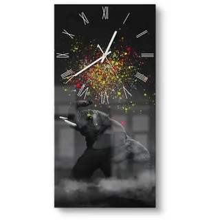DEQORI Wanduhr 'Farbenfreudiger Riese' (Glas Glasuhr modern Wand Uhr Design Küchenuhr) schwarz 30 cm x 60 cm