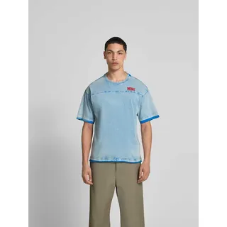 Relaxed Fit T-Shirt in Denim-Optik, Jeansblau, S