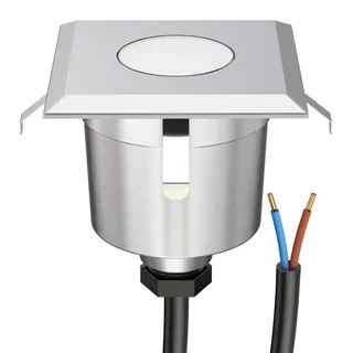 ledscom.de Bodeneinbaustrahler Edelstahl 6 x 6 cm 5,6 cm IP65 warmweiß