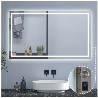 Aica Sanitär Badspiegel Wandspiegel Badezimmerspiegel Lichtspiegel Dimmbar Antibeschlag 100 cm x 60 cm