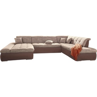 DOMO collection Wohnlandschaft PB Moric, XXL, wahlweise mit Bettfunktion und Armteilverstellung, frei im Raum beige|braun