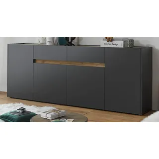 furn.design Sideboard 220 x 87 cm Grau / Eiche Wotan