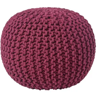 Homescapes Strick-Pouf, Weinrot, Textil, Uni, Rund, 40x35x40 cm, Wohnzimmer, Hocker, Poufs
