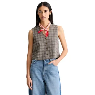 Marc O'Polo Kurzweste aus Organic Cotton-Leinen-Mix Braun XXS